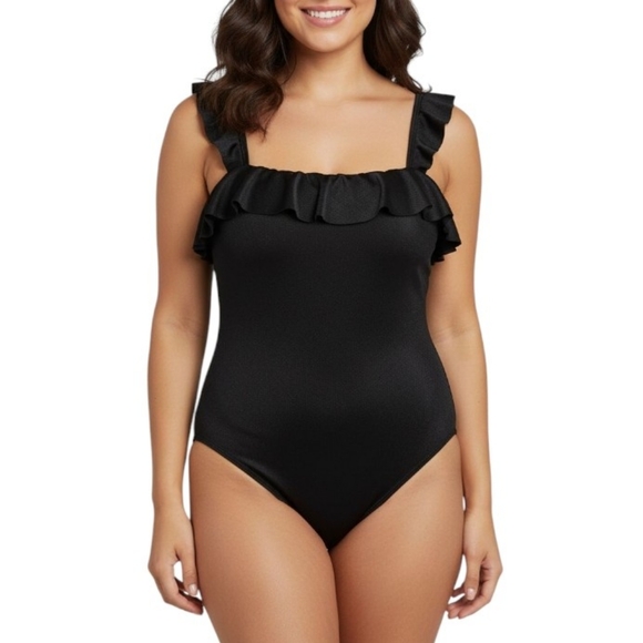 ➕ Victoria's Secret Black Ruffle One-Piece Swimsuit | Size XXL - Picture 1 of 6